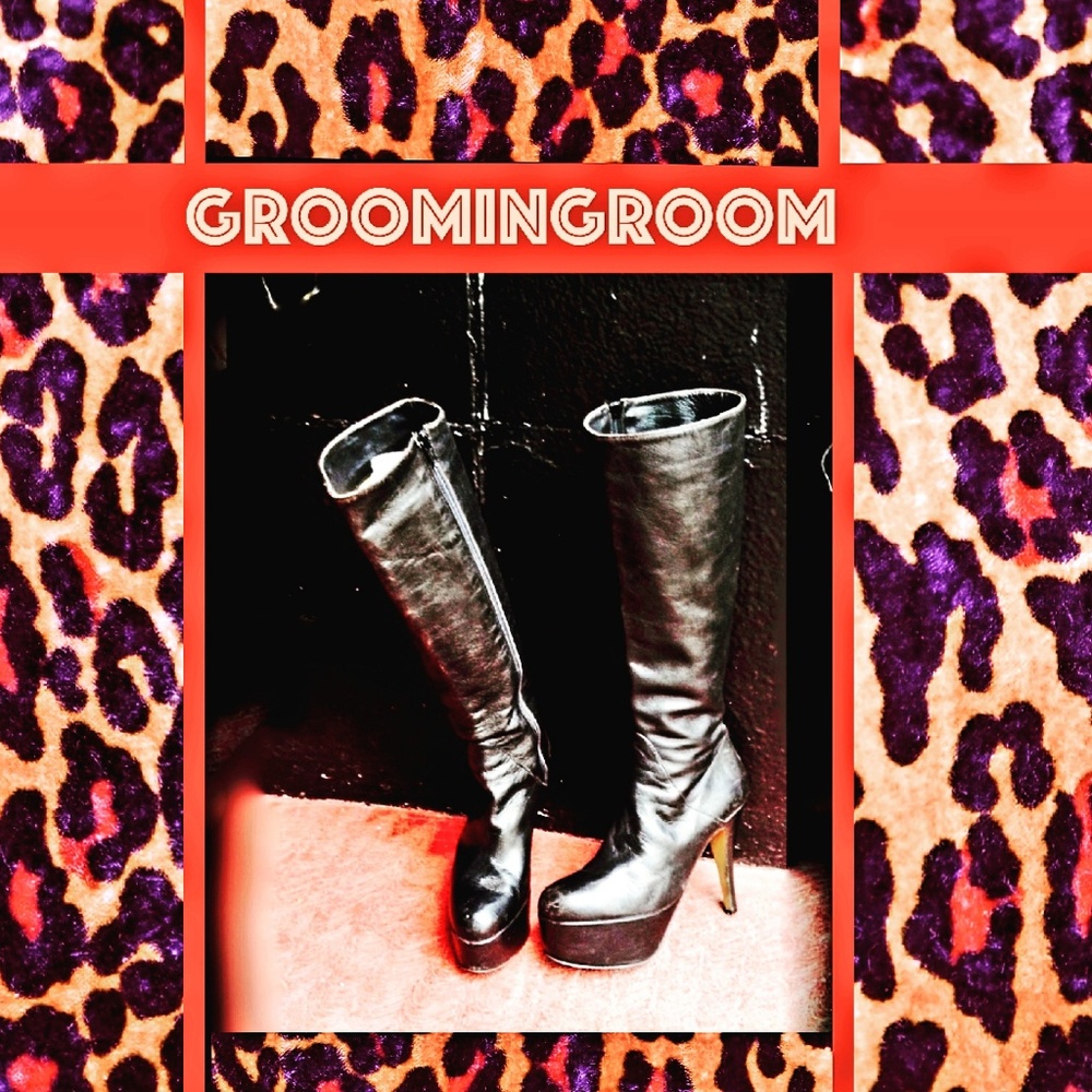 Platform boots Steampunk from 90s black leather